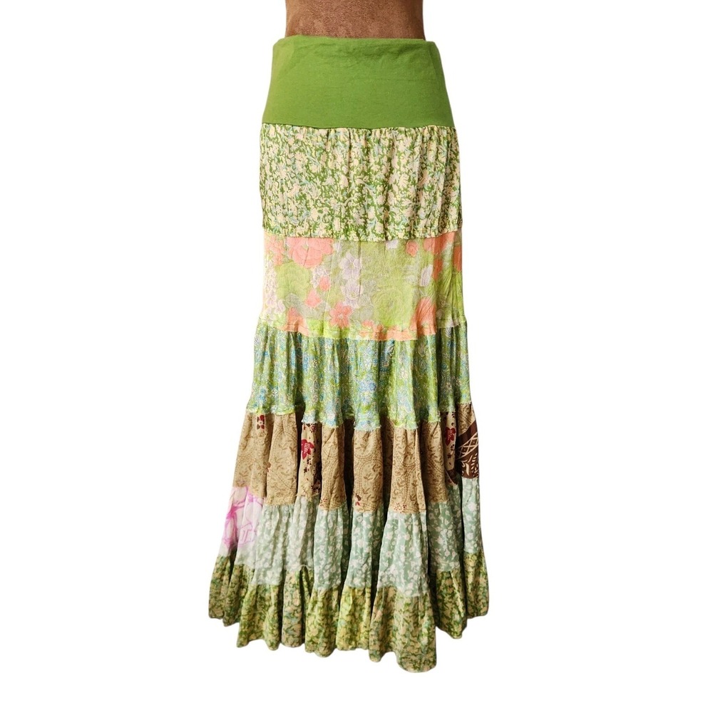 VTG 90s Y2K Paradise Maxi Skirt Whimsy Fairy Colorful Teired Hippie Boho Size XL